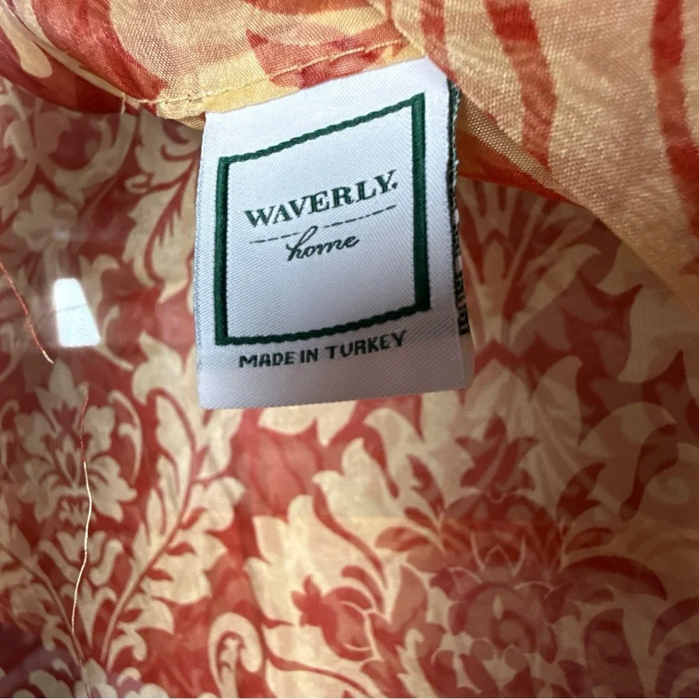 Waverly Damask Sheer Curtain Panel Red Floral Cottagecore Farmhouse French